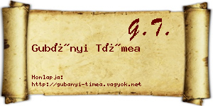Gubányi Tímea névjegykártya